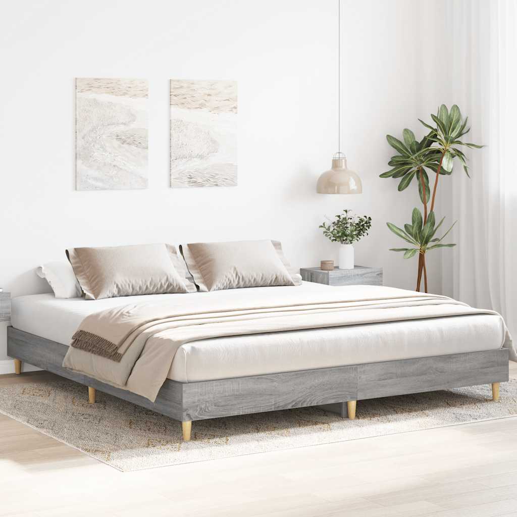 sonoma tölgyszínű szerelt fa ágykeret matrac nélkül 200x200 cm