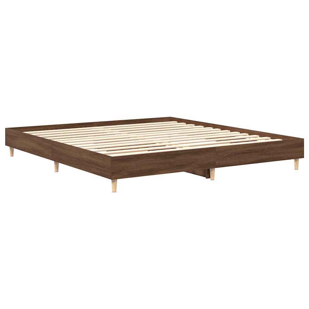 barna tölgyszínű szerelt fa ágykeret matrac nélkül 200 x 200 cm