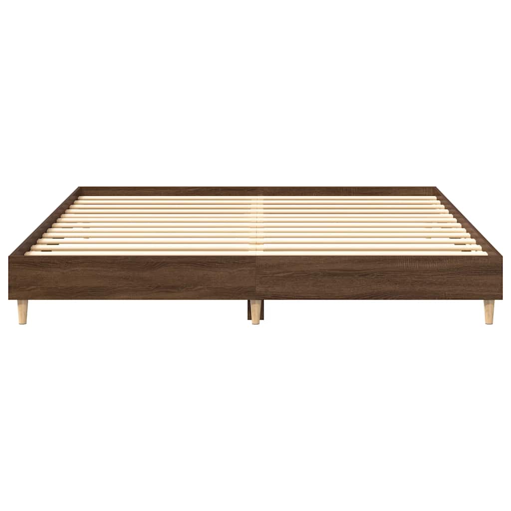 barna tölgyszínű szerelt fa ágykeret matrac nélkül 200 x 200 cm