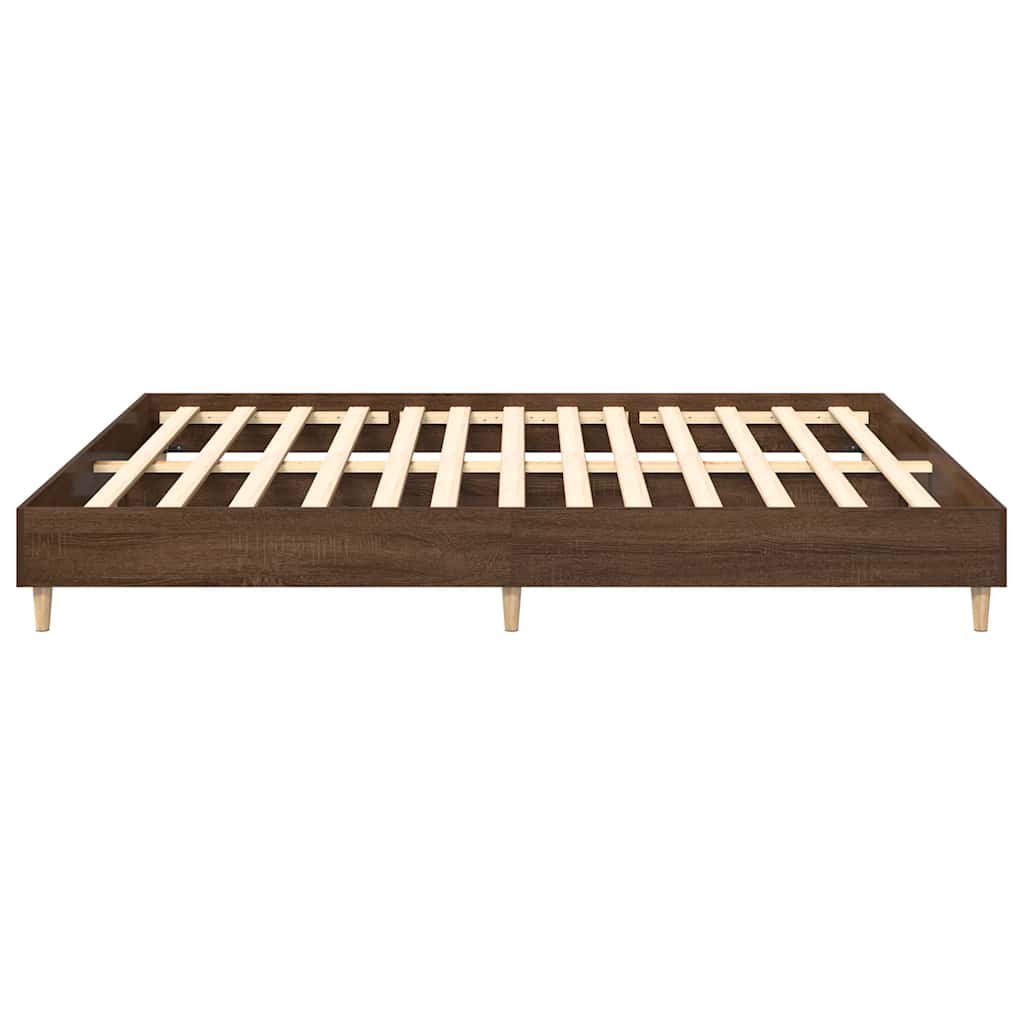 barna tölgyszínű szerelt fa ágykeret matrac nélkül 200 x 200 cm