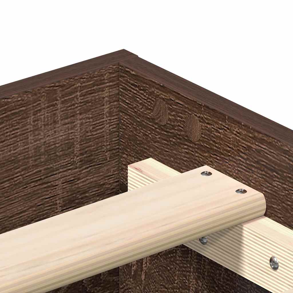 barna tölgyszínű szerelt fa ágykeret matrac nélkül 200 x 200 cm