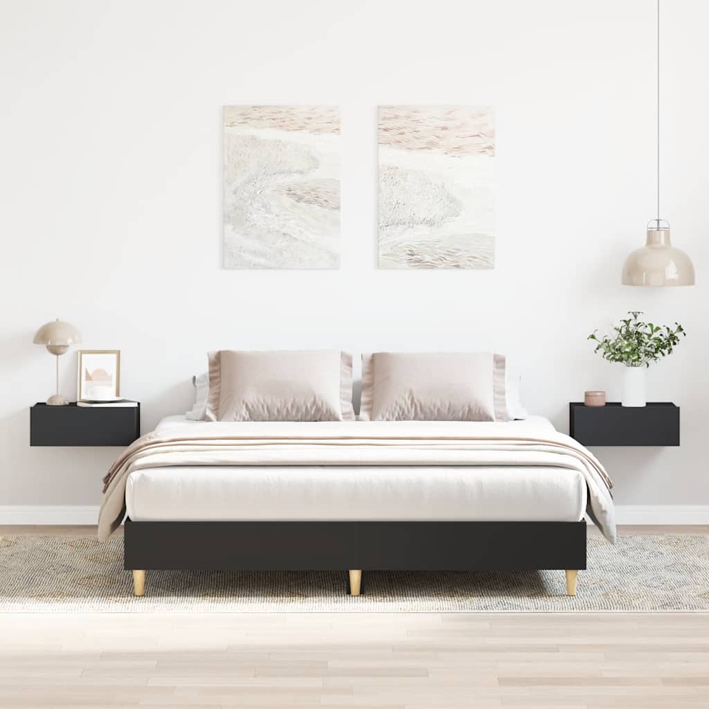 fekete szerelt fa ágykeret matrac nélkül 150 x 200 cm