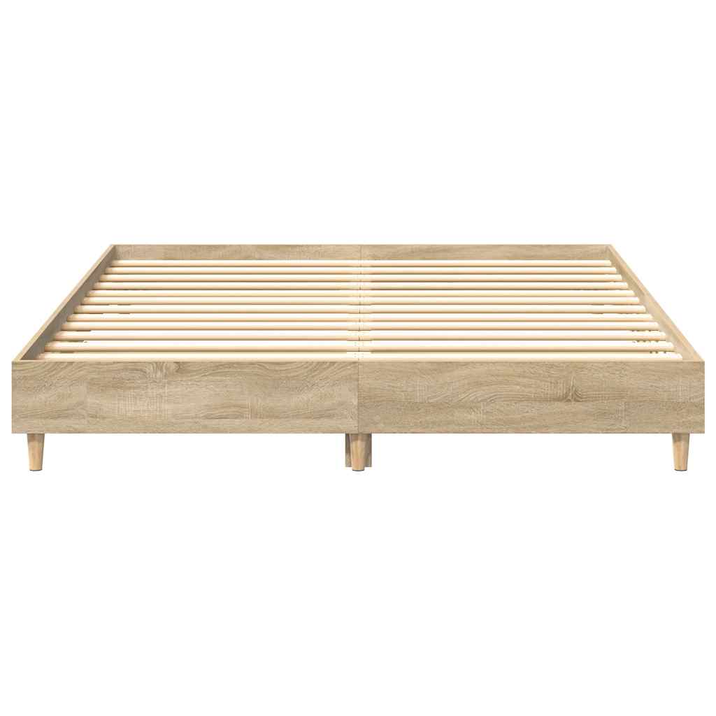 sonoma tölgy színű szerelt fa ágykeret matrac nélkül 150x200 cm