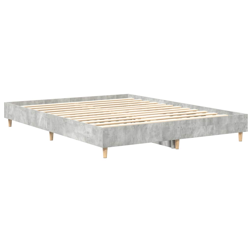 betonszürke szerelt fa ágykeret matrac nélkül 150 x 200 cm