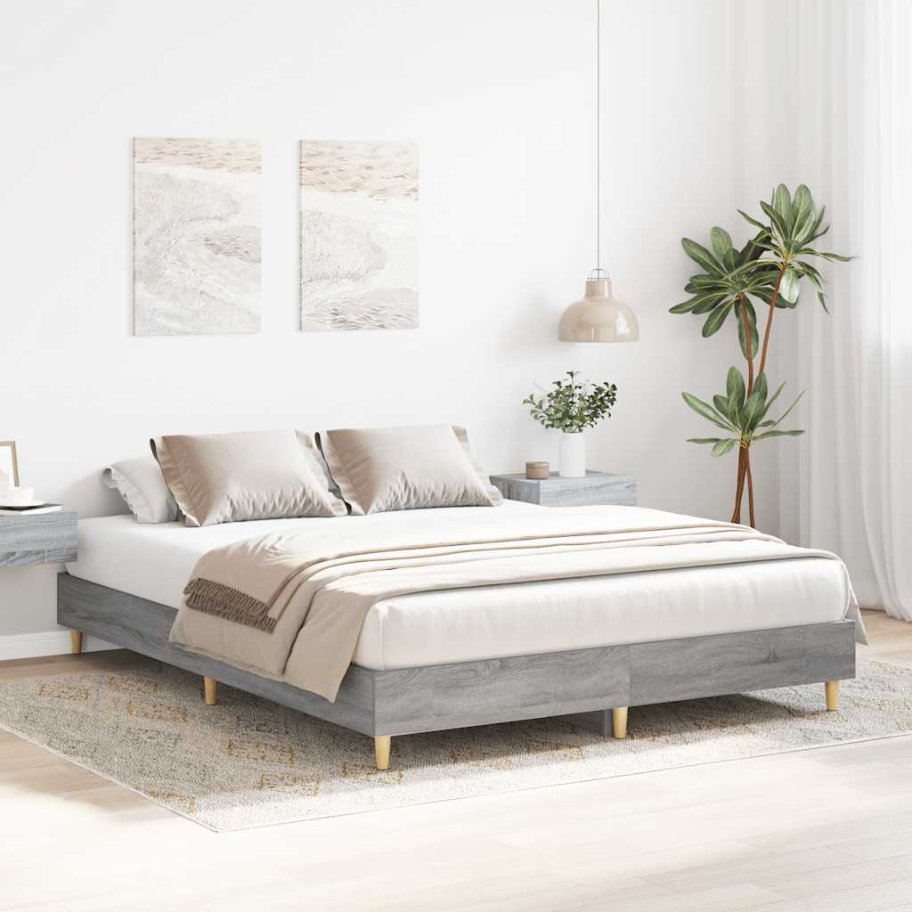 sonoma tölgyszínű szerelt fa ágykeret matrac nélkül 150x200 cm