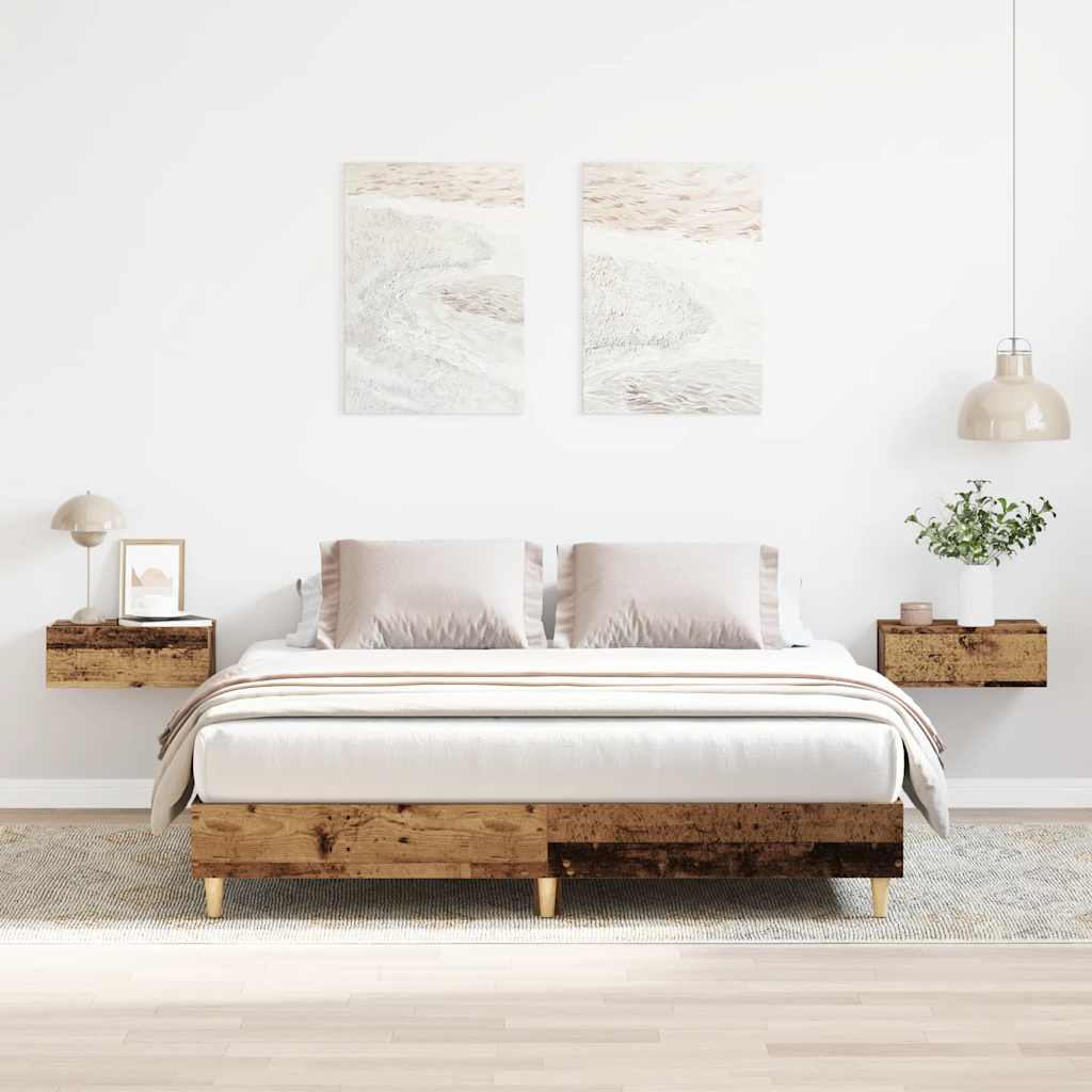 antik fa szerelt fa ágykeret matrac nélkül 150x200 cm