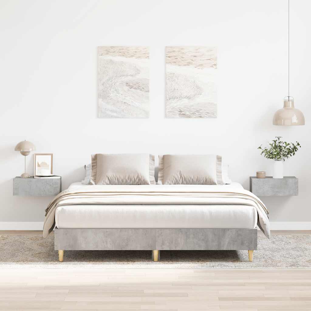 betonszürke szerelt fa ágykeret matrac nélkül 140 x 200 cm
