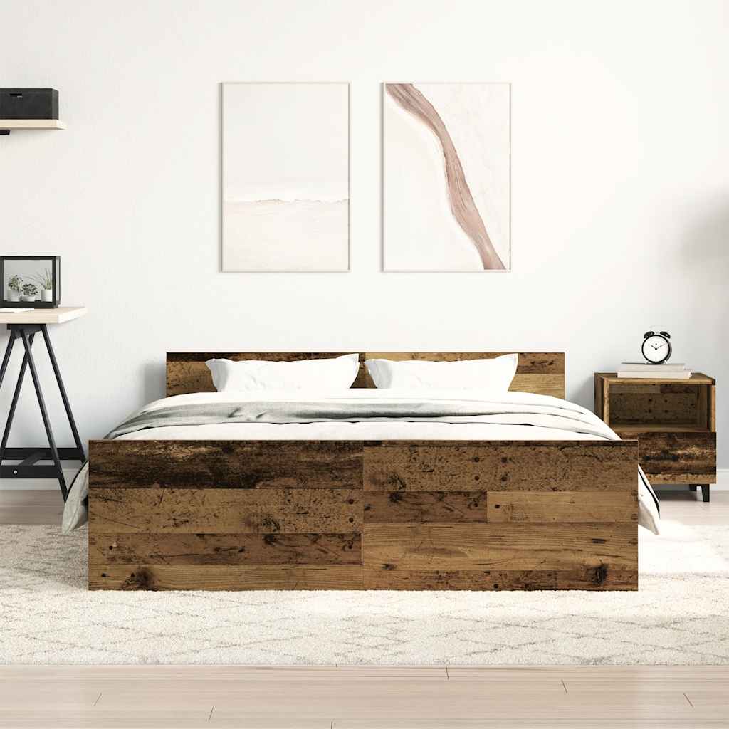 antik fa szerelt fa ágykeret matrac nélkül 140x200 cm