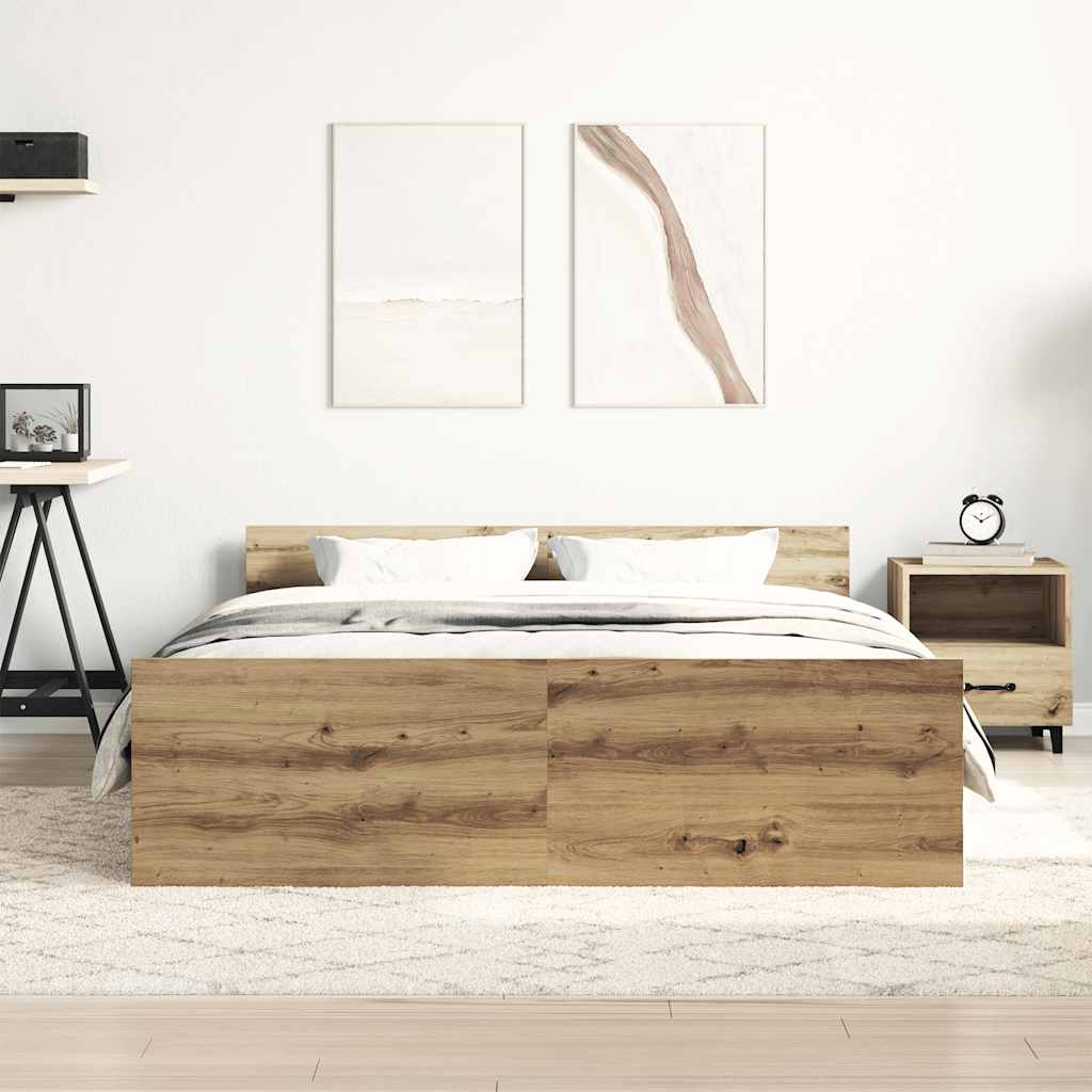 kézműves tölgy szerelt fa ágykeret matrac nélkül 150x200 cm