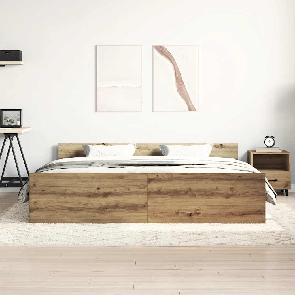 kézműves tölgy szerelt fa ágykeret matrac nélkül 180x200 cm