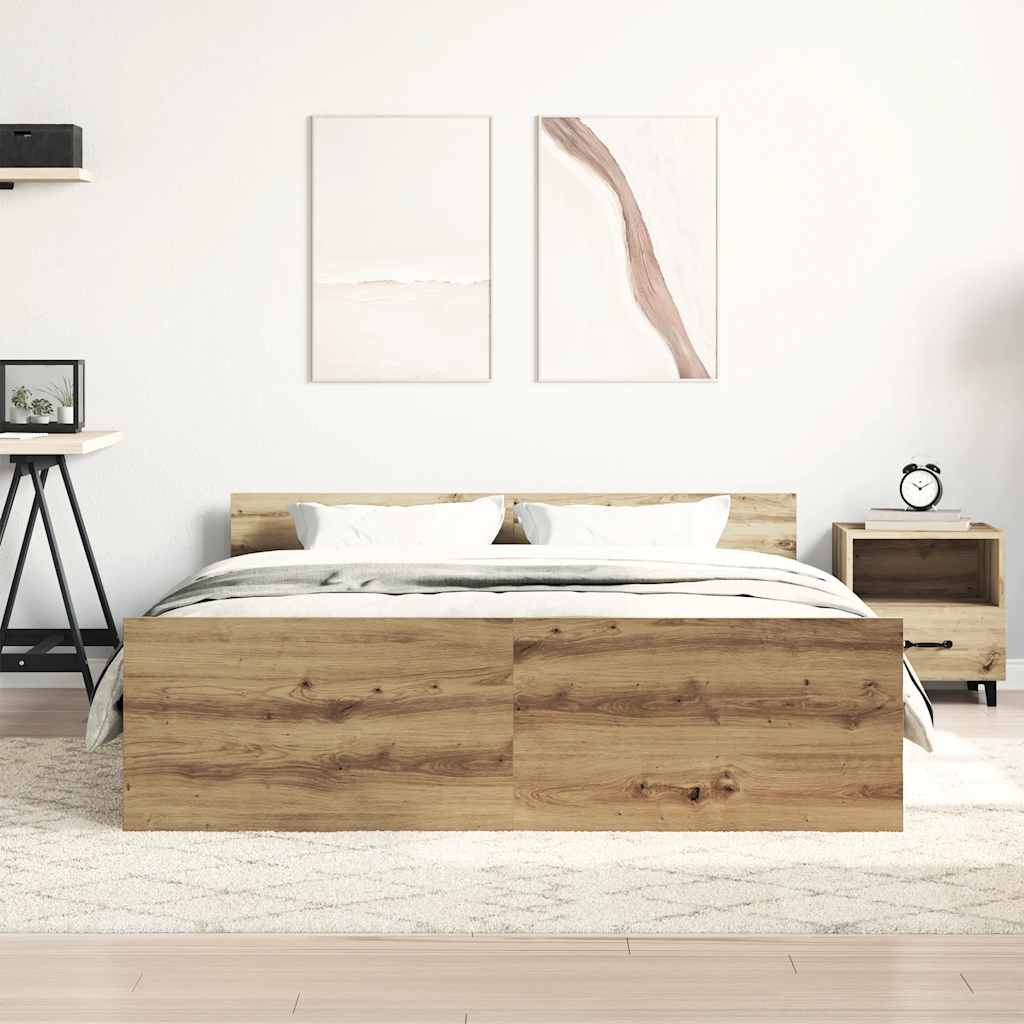 kézműves tölgy szerelt fa ágykeret matrac nélkül 120x190 cm