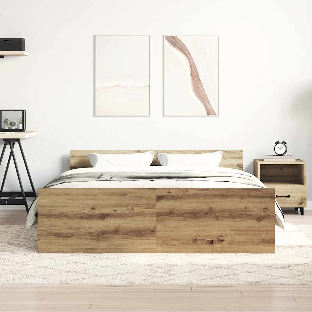 kézműves tölgy szerelt fa ágykeret matrac nélkül 140x190 cm
