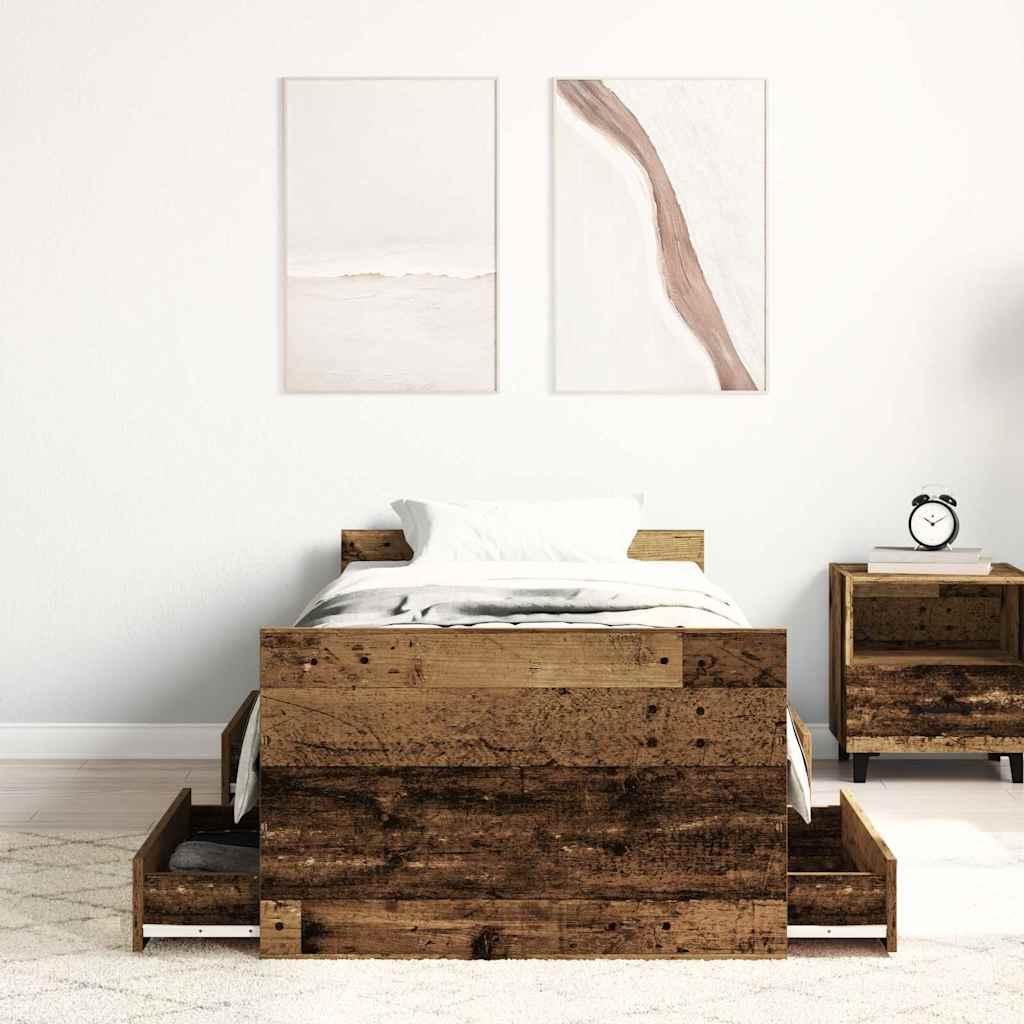 antik fa szerelt fa ágykeret matrac nélkül 100x200 cm