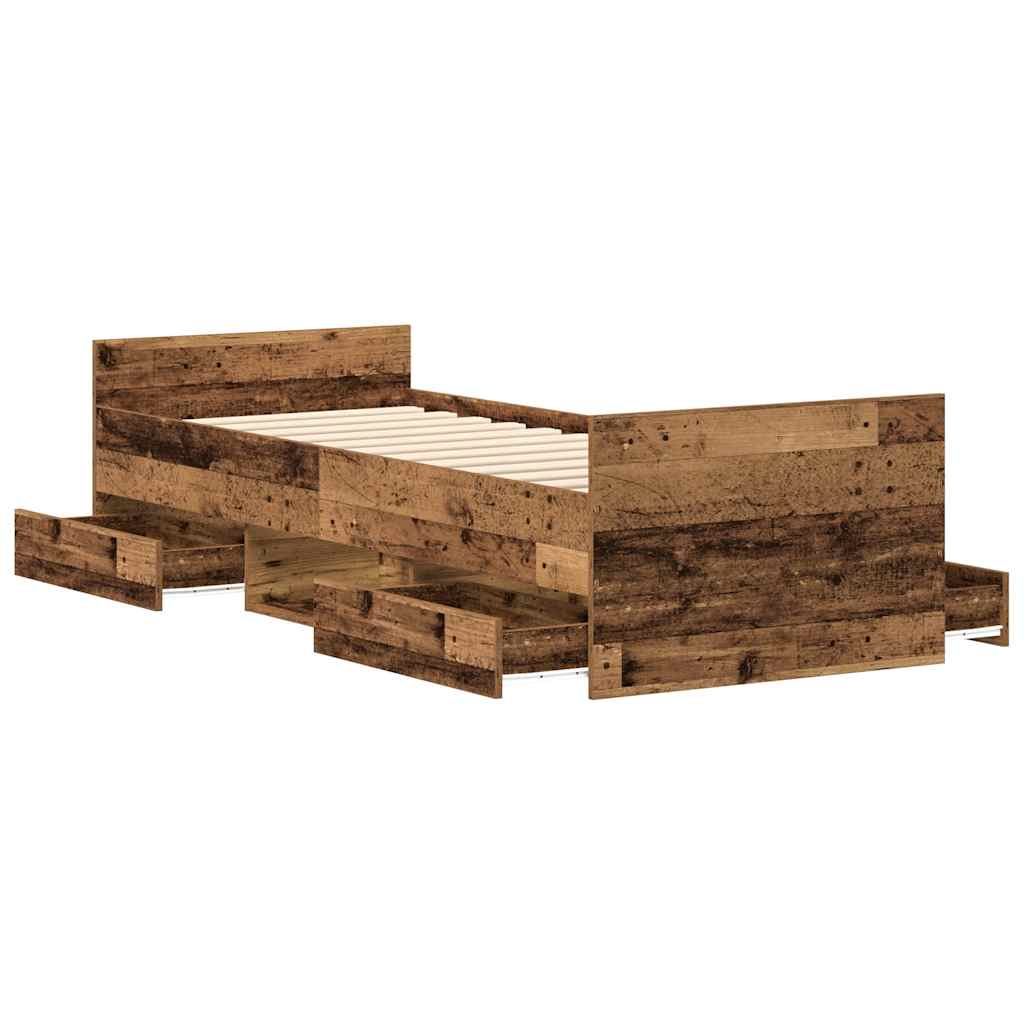 antik fa szerelt fa ágykeret matrac nélkül 100x200 cm