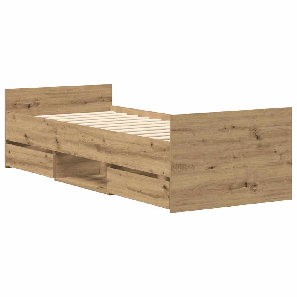 kézműves tölgy szerelt fa ágykeret matrac nélkül 100x200 cm