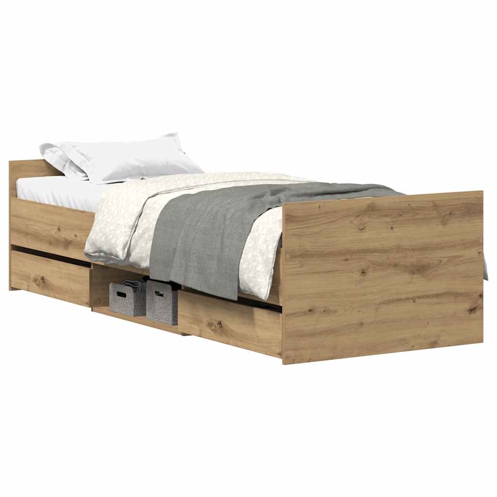 kézműves tölgy szerelt fa ágykeret matrac nélkül 90x200 cm