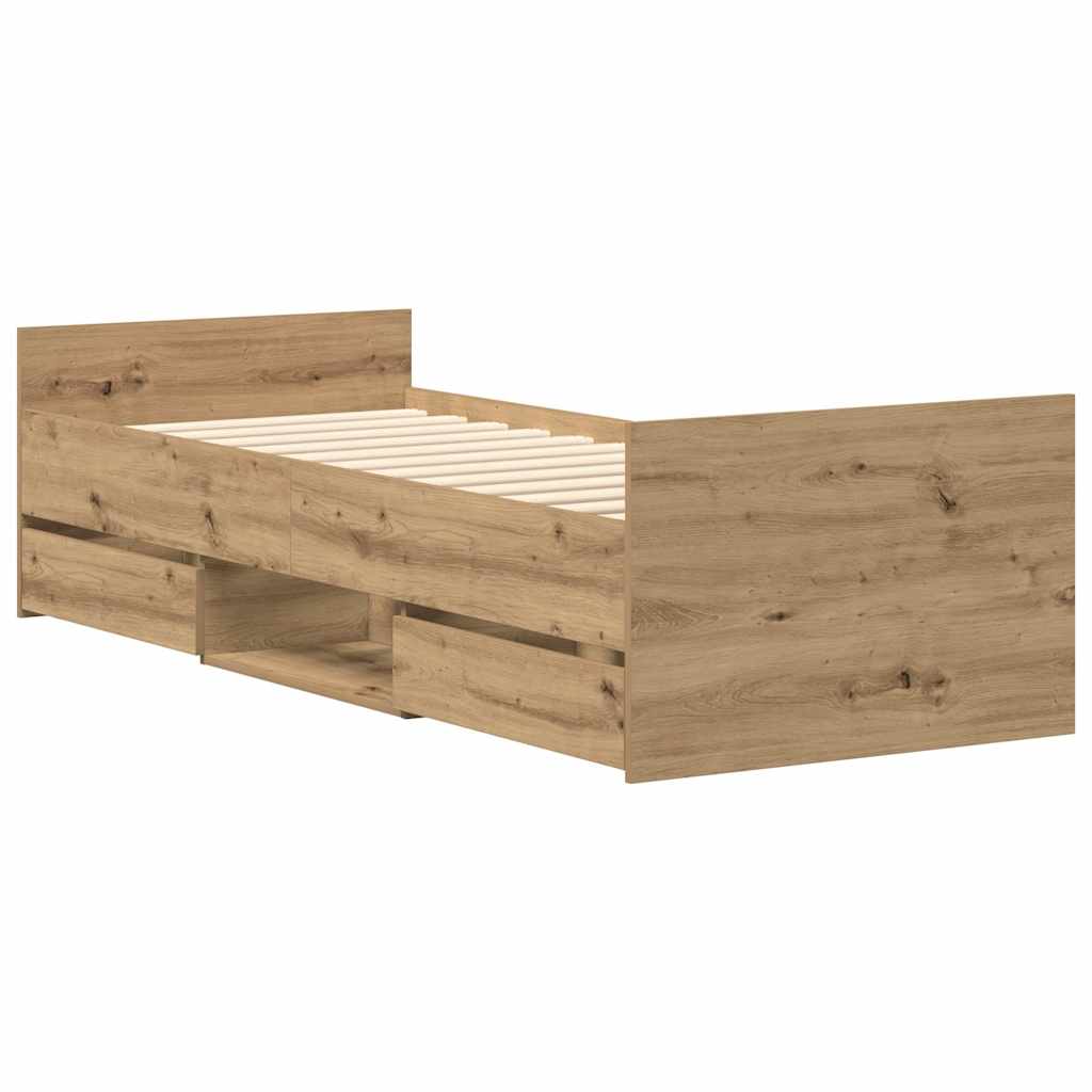 kézműves tölgy szerelt fa ágykeret matrac nélkül 90x200 cm