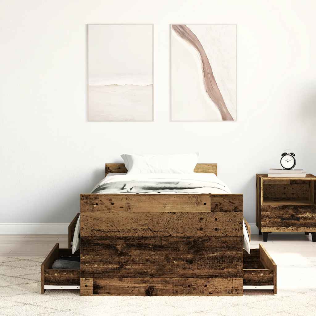 antik fa szerelt fa ágykeret matrac nélkül 90x190 cm