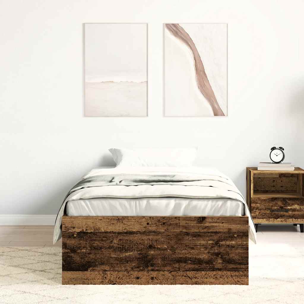 antik fa szerelt fa ágykeret matrac nélkül 90x200 cm