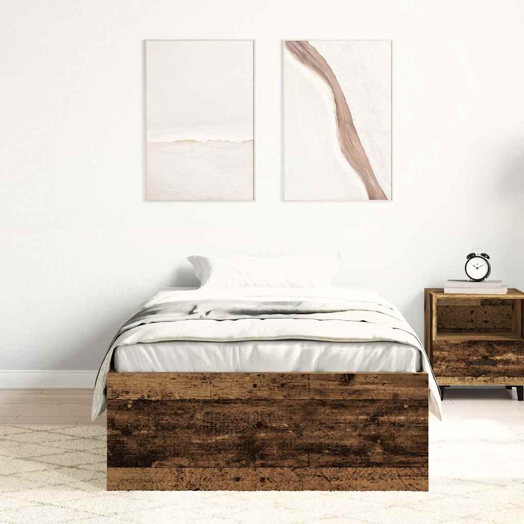 antik fa szerelt fa ágykeret matrac nélkül 90x190 cm
