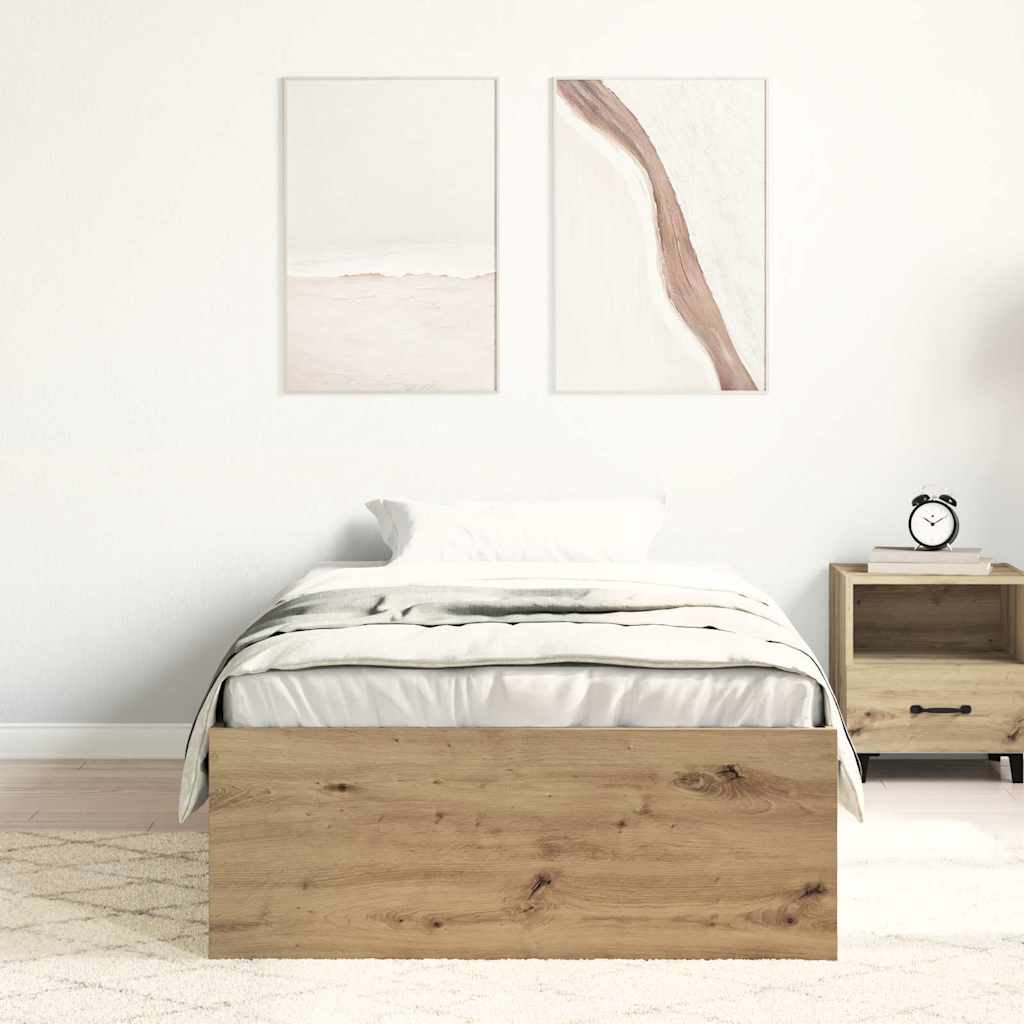 kézműves tölgy szerelt fa ágykeret matrac nélkül 90x190 cm