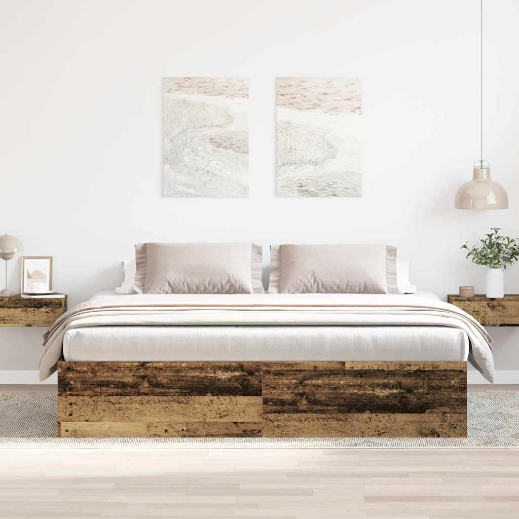 antik fa szerelt fa ágykeret matrac nélkül 180x200 cm