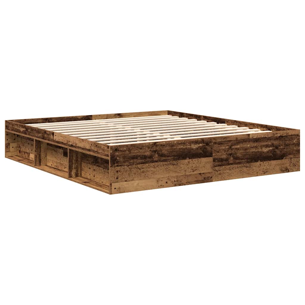 antik fa szerelt fa ágykeret matrac nélkül 200x200 cm