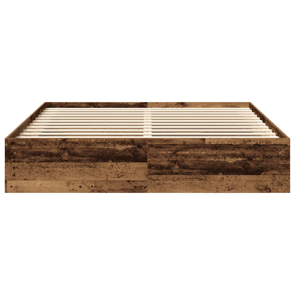 antik fa szerelt fa ágykeret matrac nélkül 200x200 cm