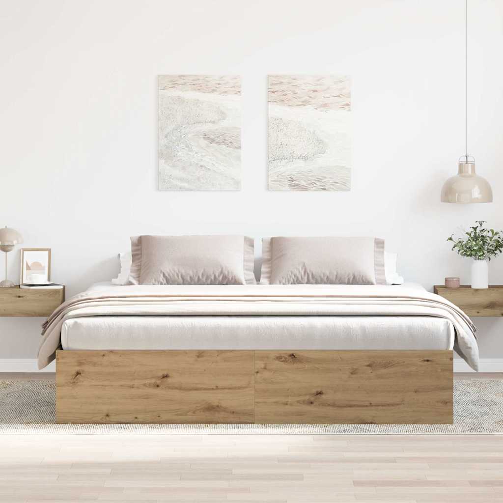 kézműves tölgy szerelt fa ágykeret matrac nélkül 200x200 cm