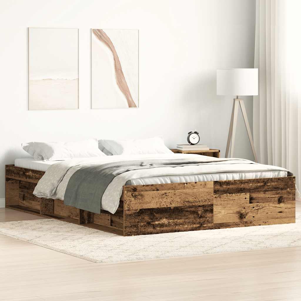 antik fa szerelt fa ágykeret matrac nélkül 140x190 cm