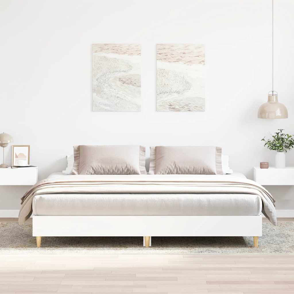 fehér szerelt fa ágykeret matrac nélkül 180 x 200 cm