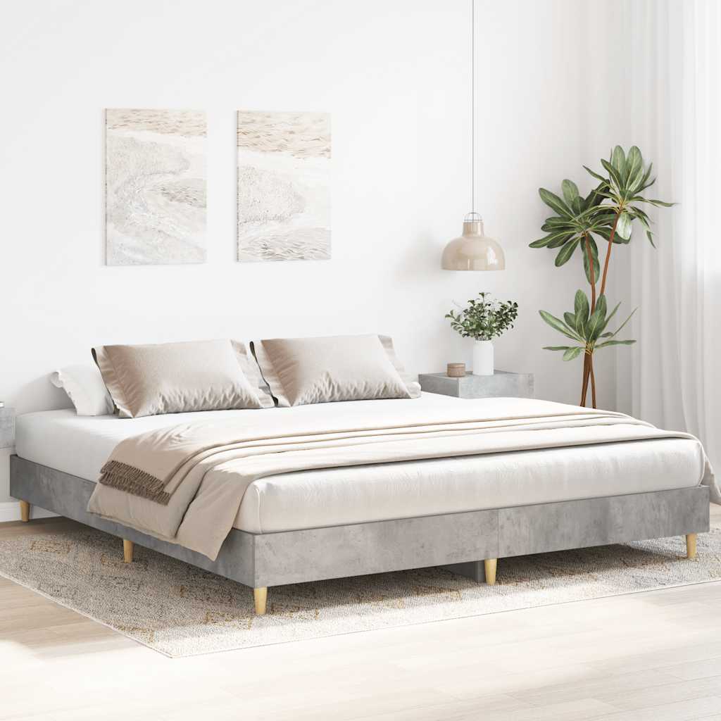 betonszürke szerelt fa ágykeret matrac nélkül 180 x 200 cm