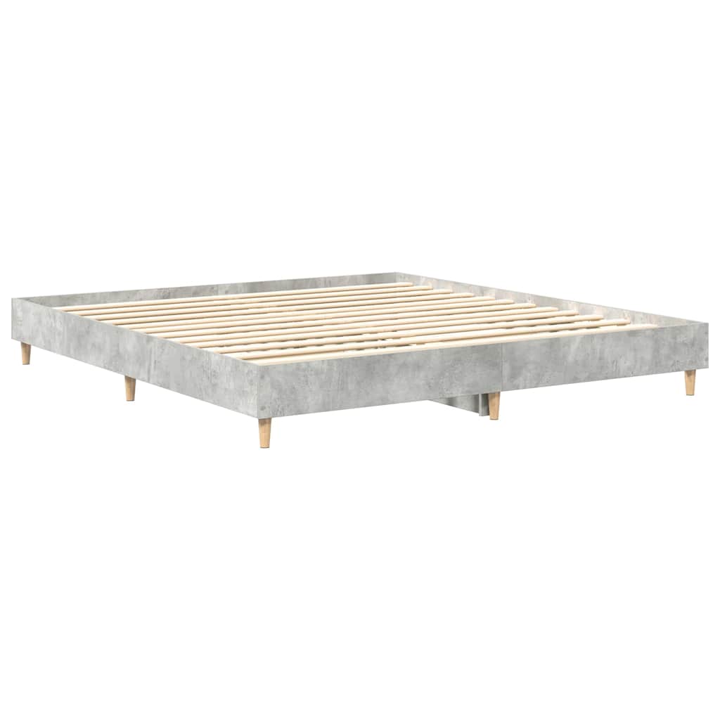betonszürke szerelt fa ágykeret matrac nélkül 180 x 200 cm