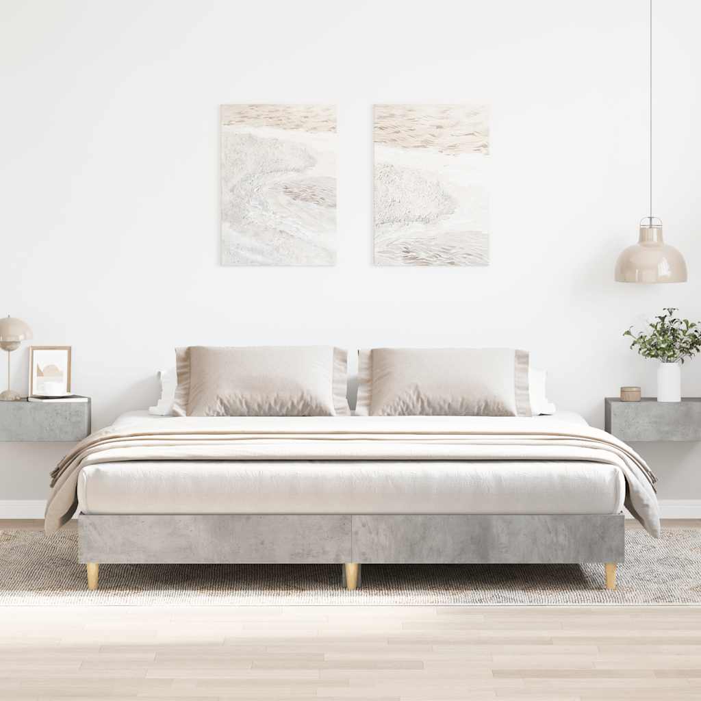 betonszürke szerelt fa ágykeret matrac nélkül 180 x 200 cm