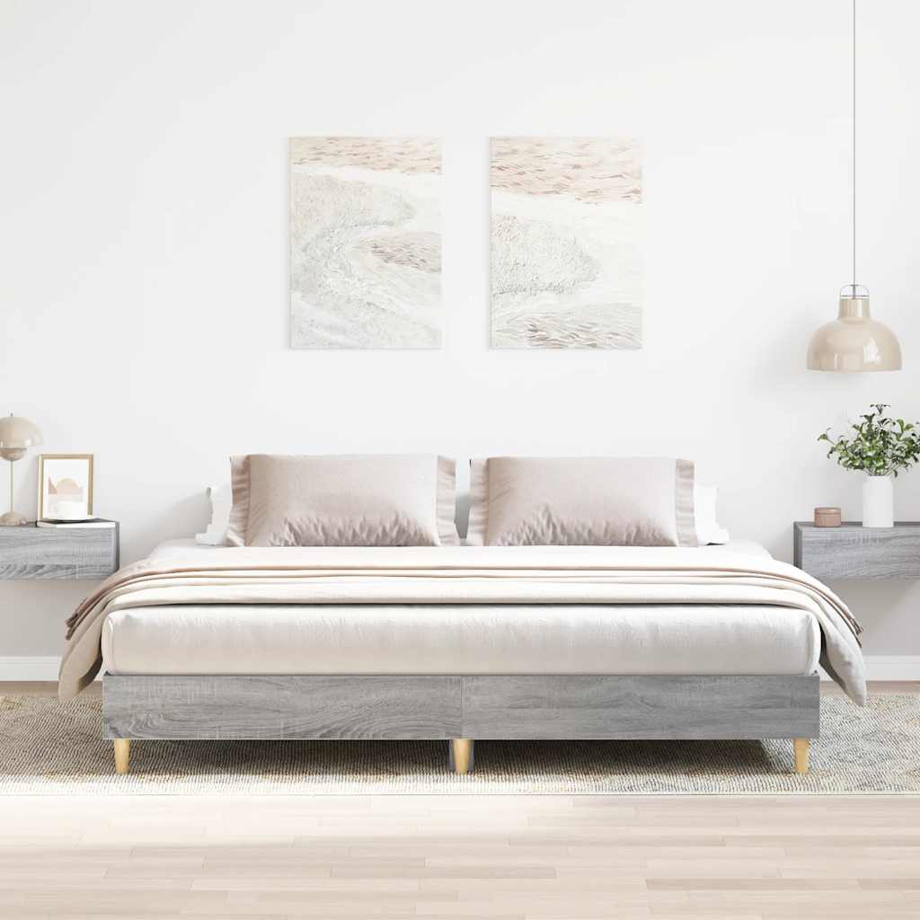 szürke sonoma színű szerelt fa ágykeret matrac nélkül 180x200cm