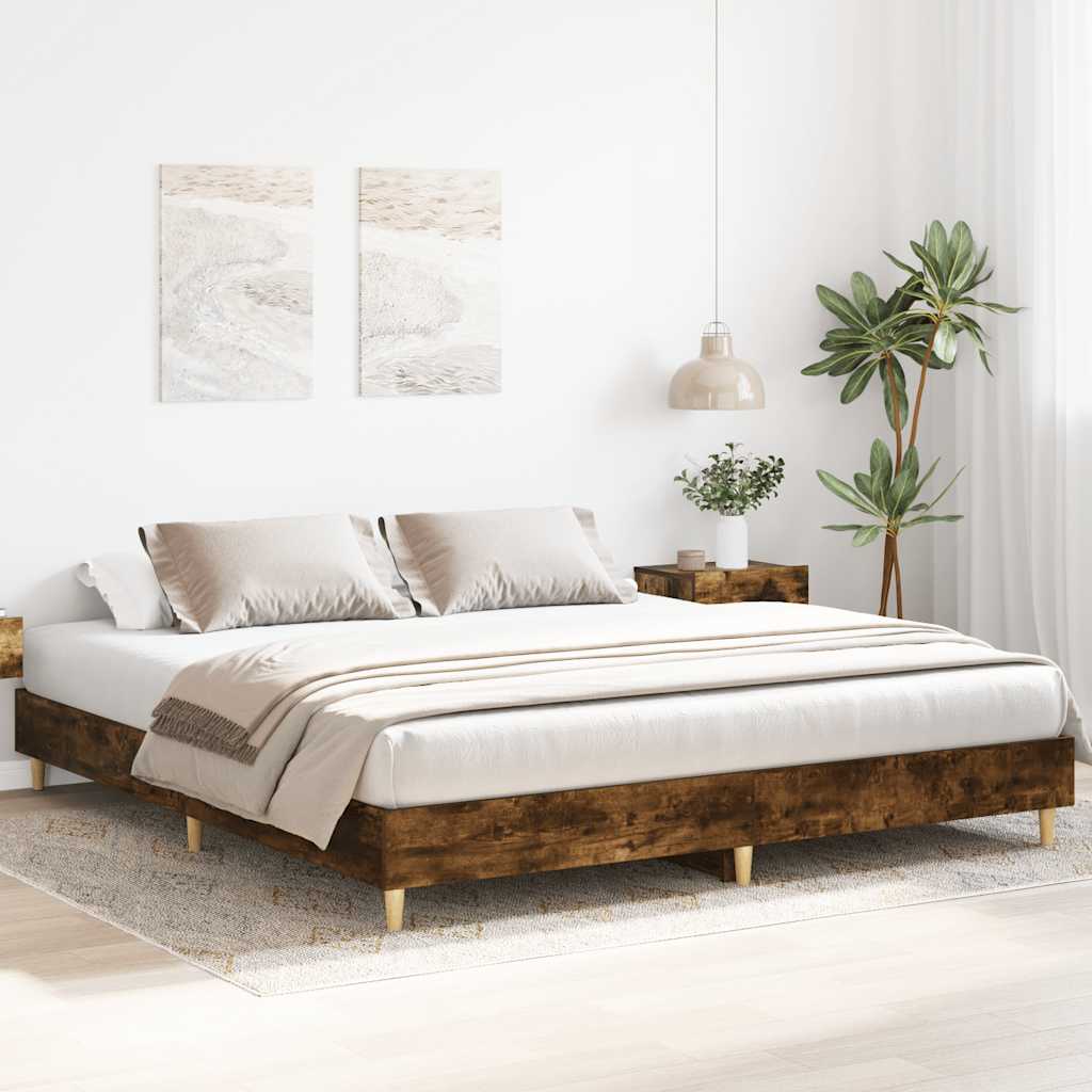 füstös tölgy színű szerelt fa ágykeret matrac nélkül 160x200 cm
