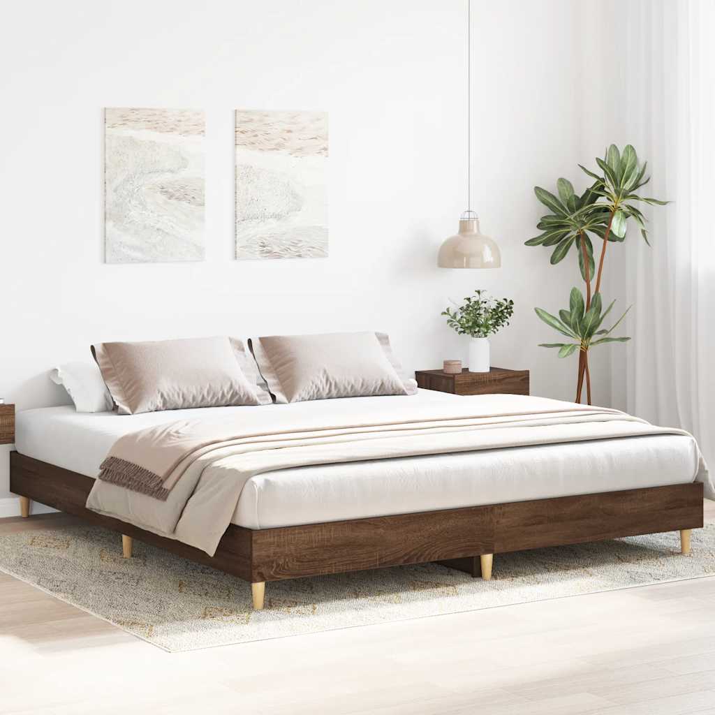 barna tölgy színű szerelt fa ágykeret matrac nélkül 160x200 cm