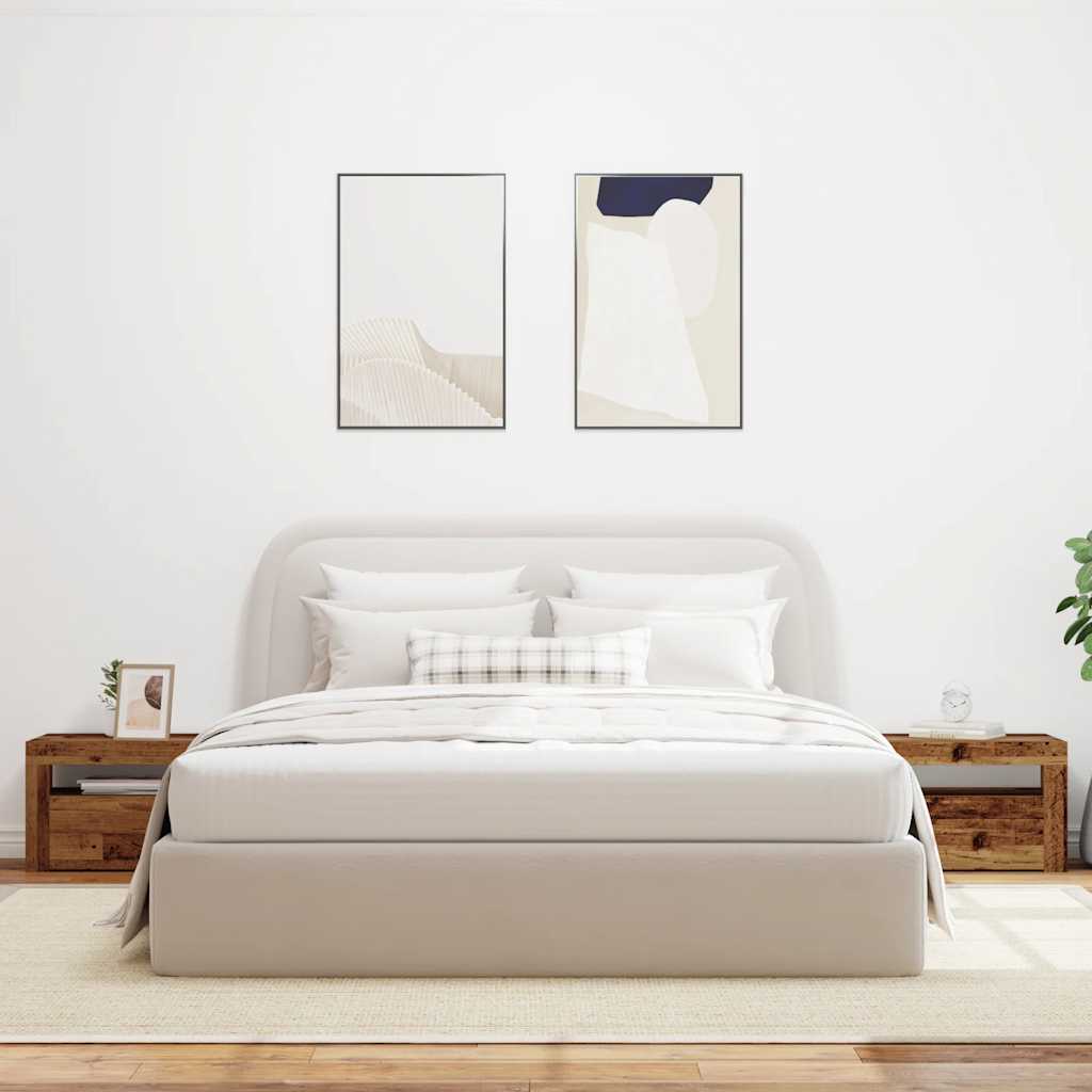2 db antik fa színű éjjeliszekrény LED-del 60 x 35 x 40 cm