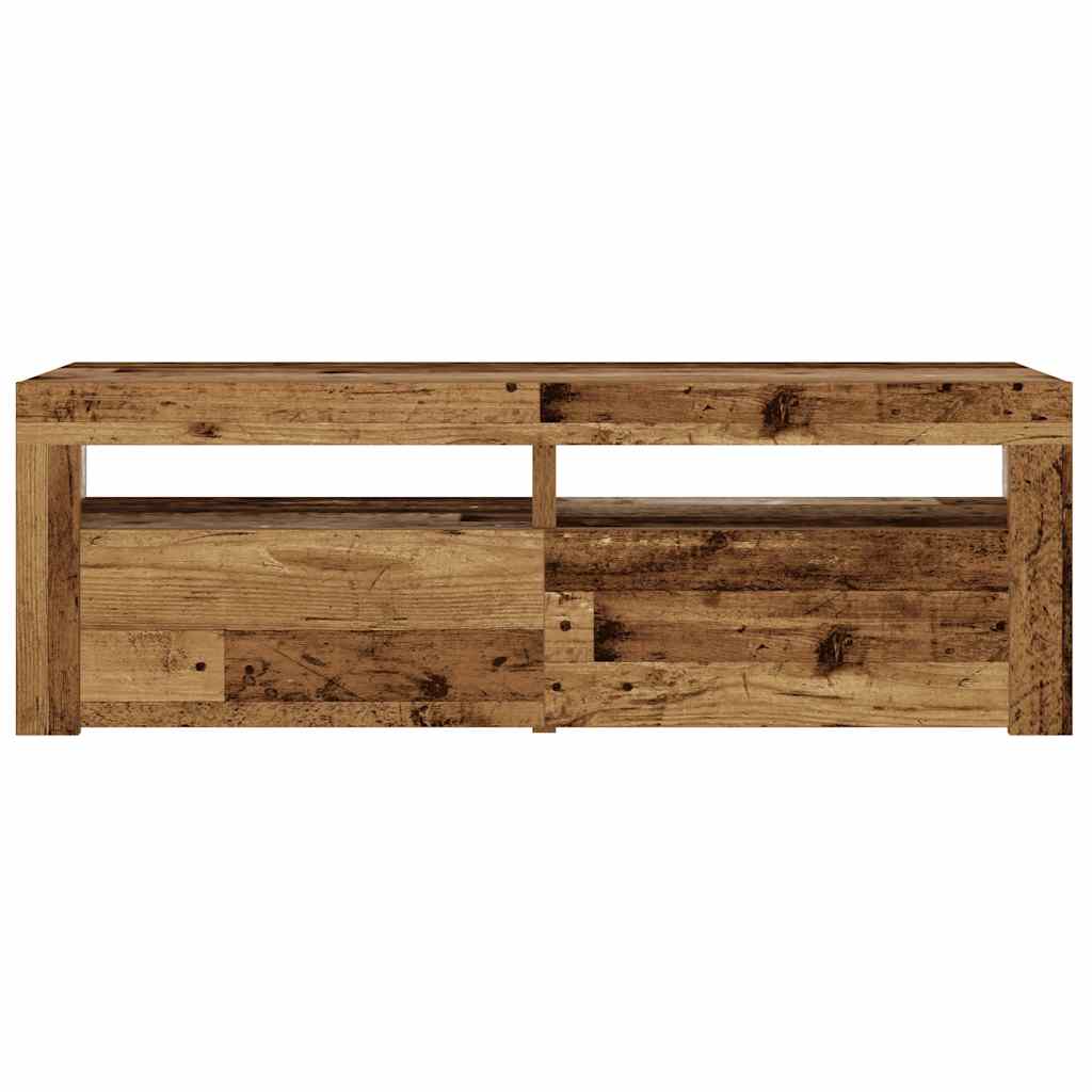 2 db antik fa színű éjjeliszekrény LED-del 60 x 35 x 40 cm