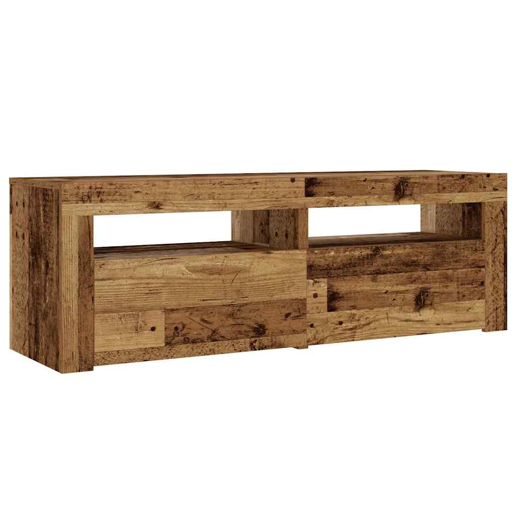 2 db antik fa színű éjjeliszekrény LED-del 60 x 35 x 40 cm