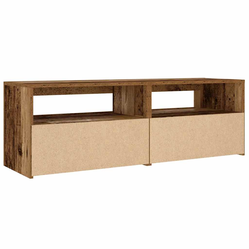 2 db antik fa színű éjjeliszekrény LED-del 60 x 35 x 40 cm