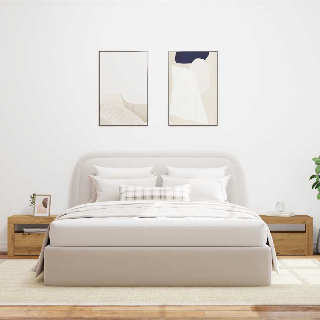 2 db kézműves tölgy színű éjjeliszekrény LED-del 60 x 35 x 40cm