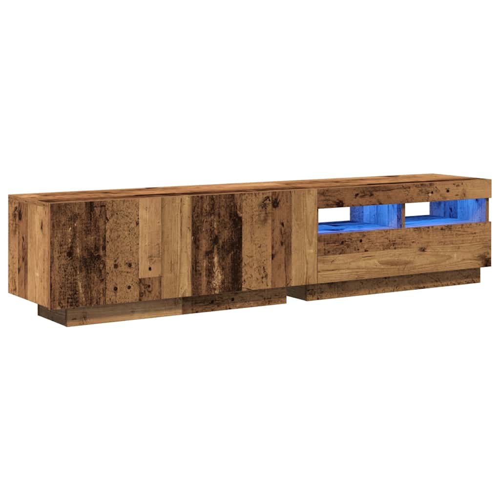 antik fa színű szerelt fa TV-szekrény LED-ekkel 180x35x40 cm