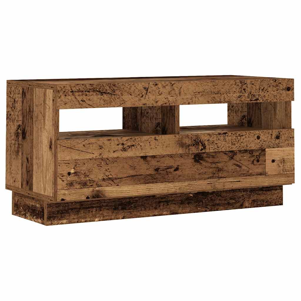 antik fa színű szerelt fa TV-szekrény LED-ekkel 180x35x40 cm
