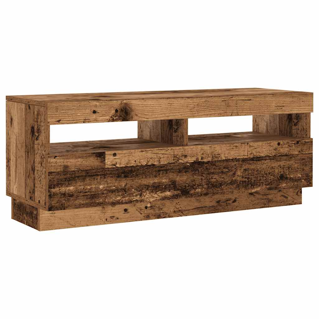 antik fa színű szerelt fa TV-szekrény LED-ekkel 200x35x40 cm