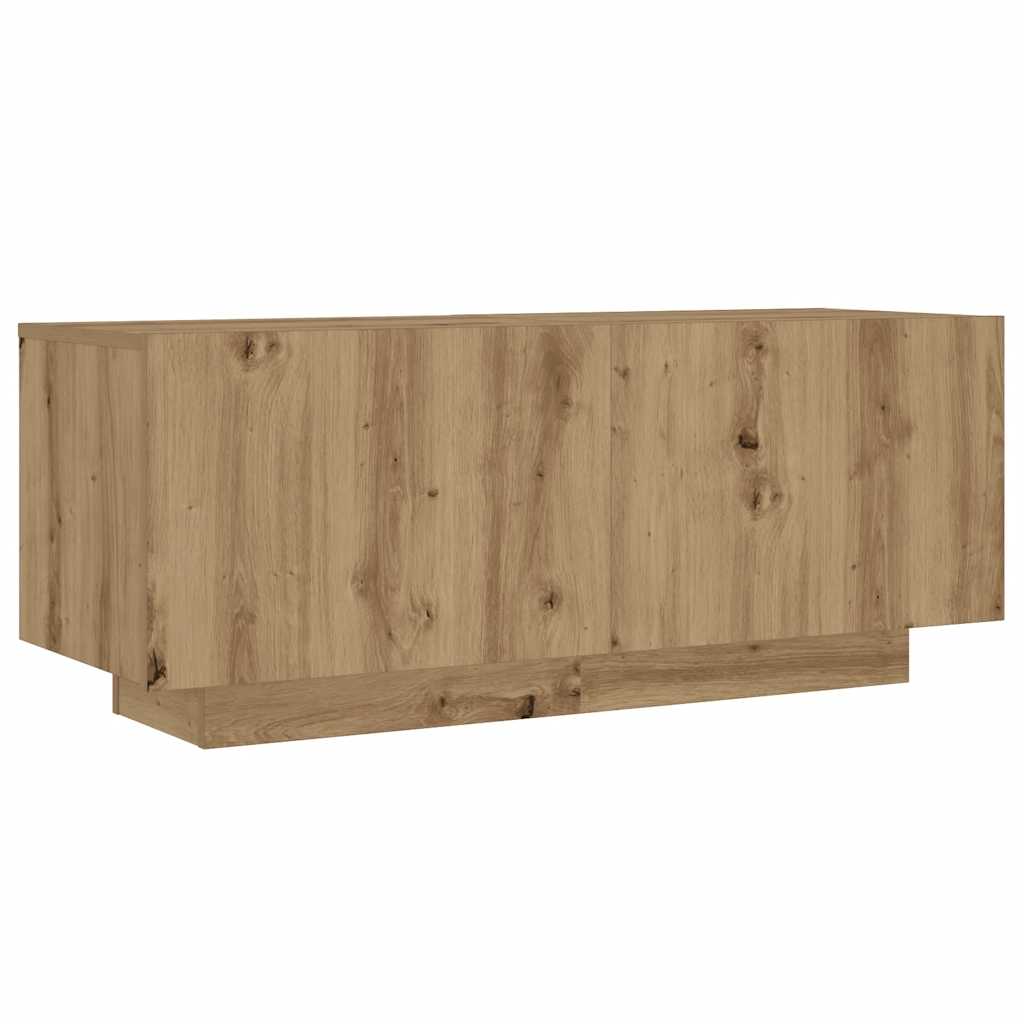 kézműves tölgy szerelt fa TV-szekrény LED-ekkel 200x35x40 cm