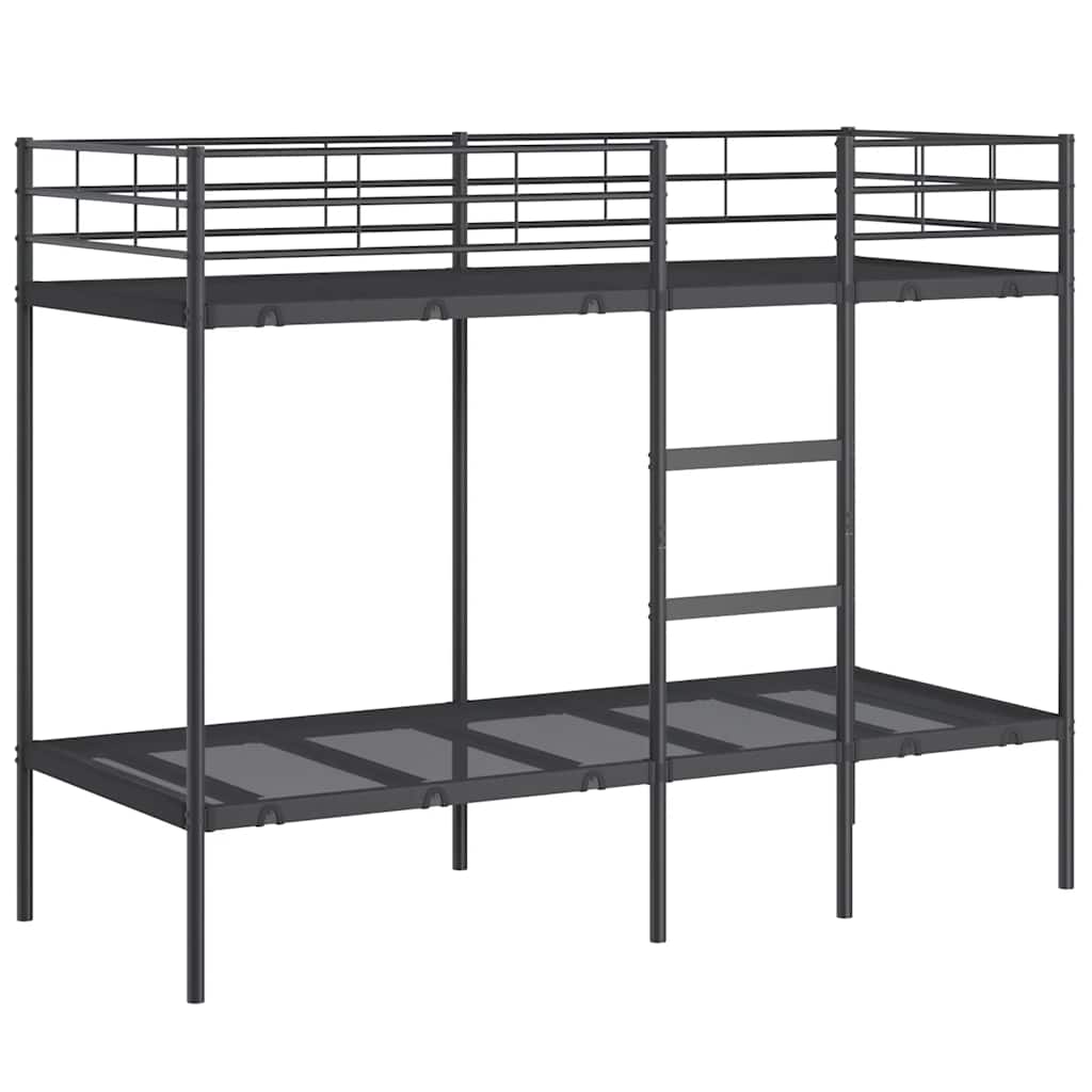 fekete acél emeletes ágy matrac nélkül 75 x 190 cm