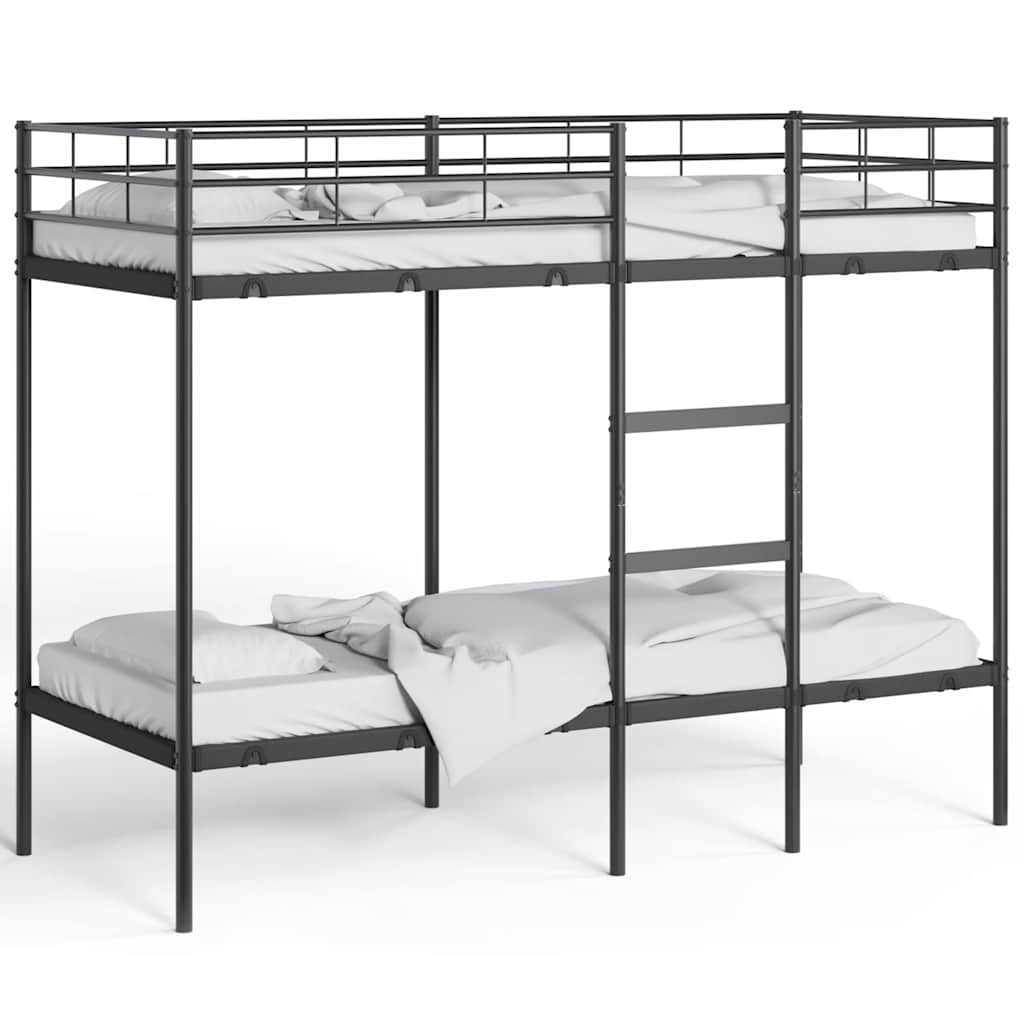 fekete acél emeletes ágy matrac nélkül 75 x 190 cm