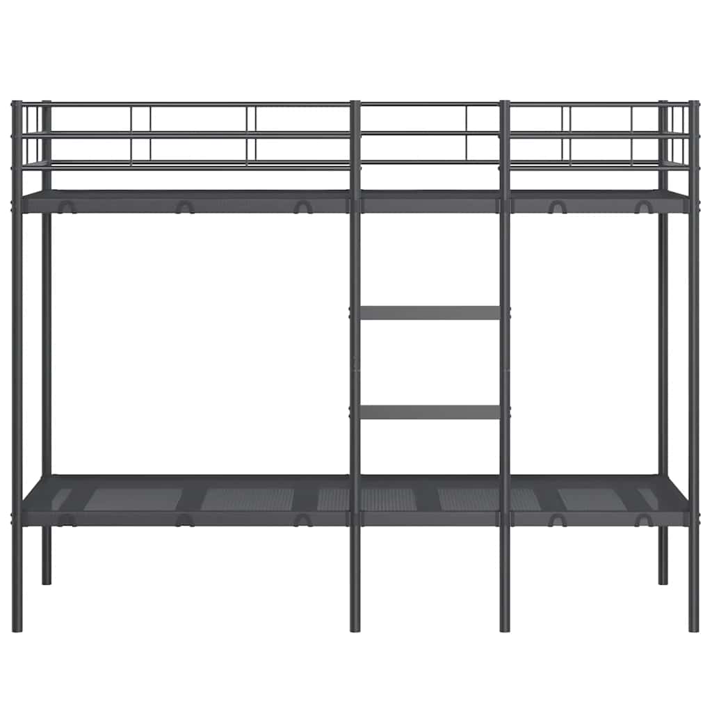 fekete acél emeletes ágy matrac nélkül 75 x 190 cm