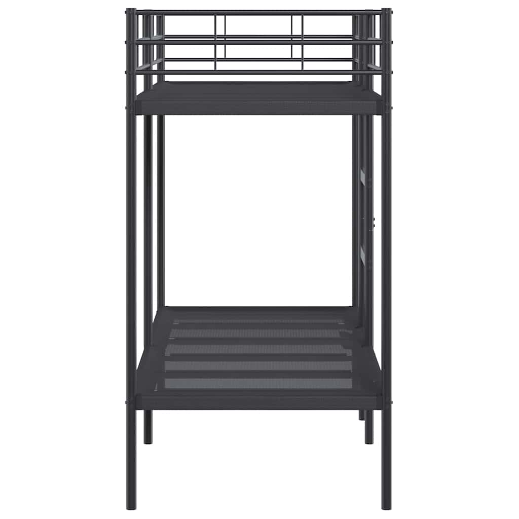 fekete acél emeletes ágy matrac nélkül 75 x 190 cm